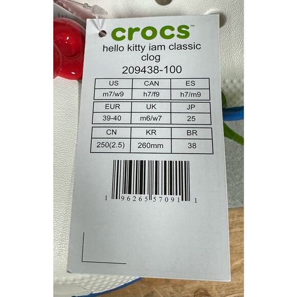Crocs HELLO KITTY CLASSIC CLOGS Size M7 W9 New with tags 50th anniversary - Picture 6 of 6